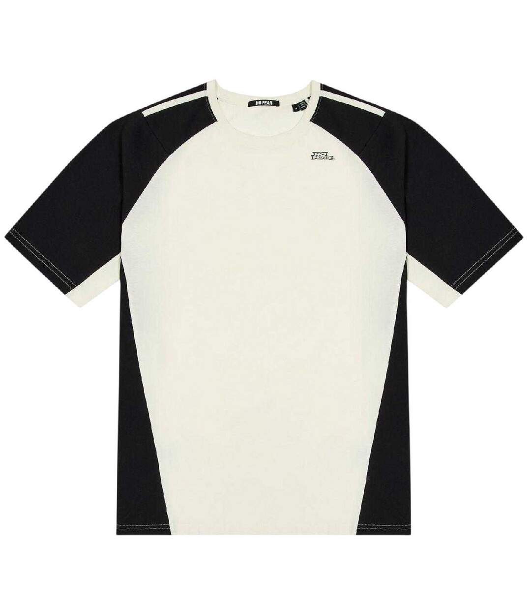 Mens Contrast Shoulders T-shirt White No Fear-2