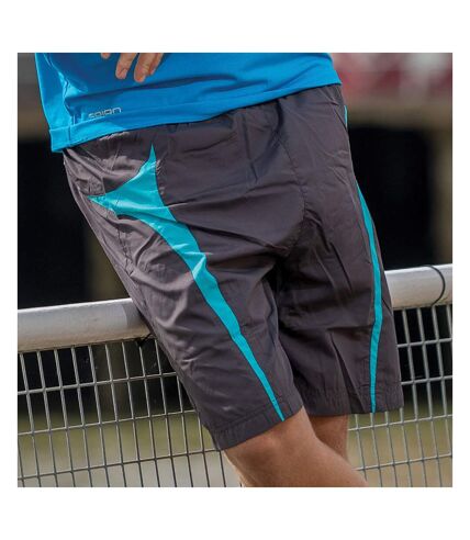 Spiro Mens Micro-Team Sports Shorts (Grey/Aqua) - UTRW1478
