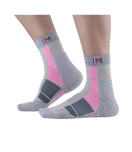Chaussettes de randonnée grise/rose adulte middle trek air