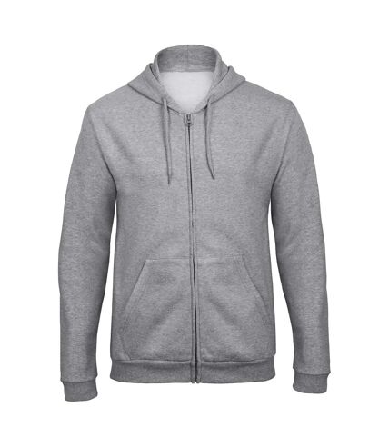 B&C Adults Unisex ID.205 50/50 Full Zip Hooded Sweatshirt (Heather Grey) - UTBC3649