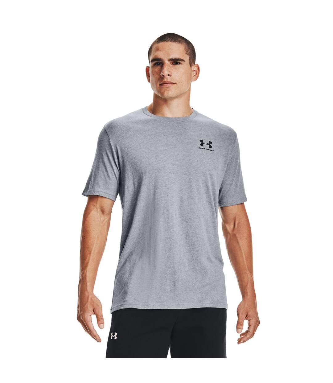 Mens Sportstyle Short-sleeved T-shirt Light Steel Heather Black Under Armour-3