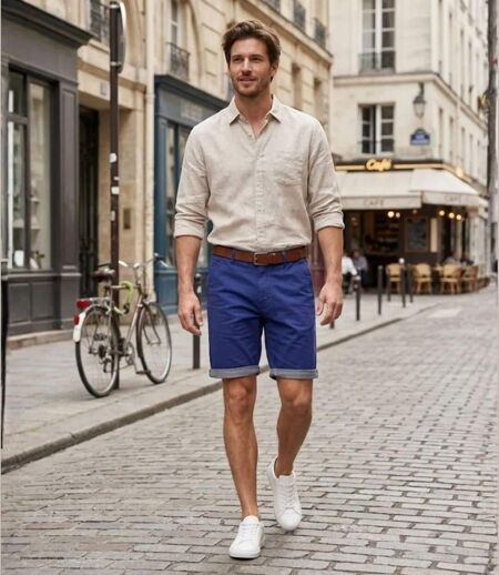 CHALLENGER L2102B Bermuda en coton twill pour un style estival chic et intemporel