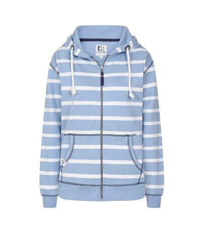 Womens/ladies Striped Full Zip Hoodie Sky Lazy Jacks