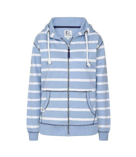 Womens/ladies Striped Full Zip Hoodie Sky Lazy Jacks