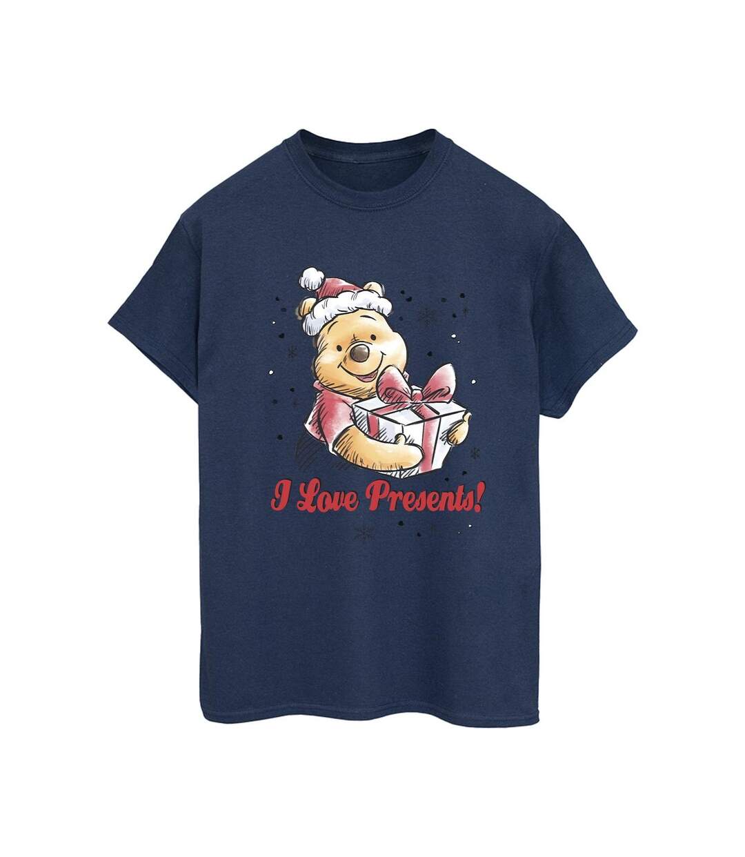 Disney Womens/Ladies Winnie The Pooh Love Presents Cotton Boyfriend T-Shirt (Bleu marine) - UTBI47451-1