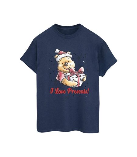 Disney Womens/Ladies Winnie The Pooh Love Presents Cotton Boyfriend T-Shirt (Bleu marine) - UTBI47451