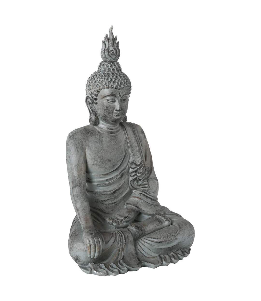 Statue Déco Bouddha Assis 106cm Gris-1
