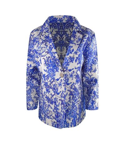 Womens/ladies Floral Boyfriend Jacket Blue Inoa