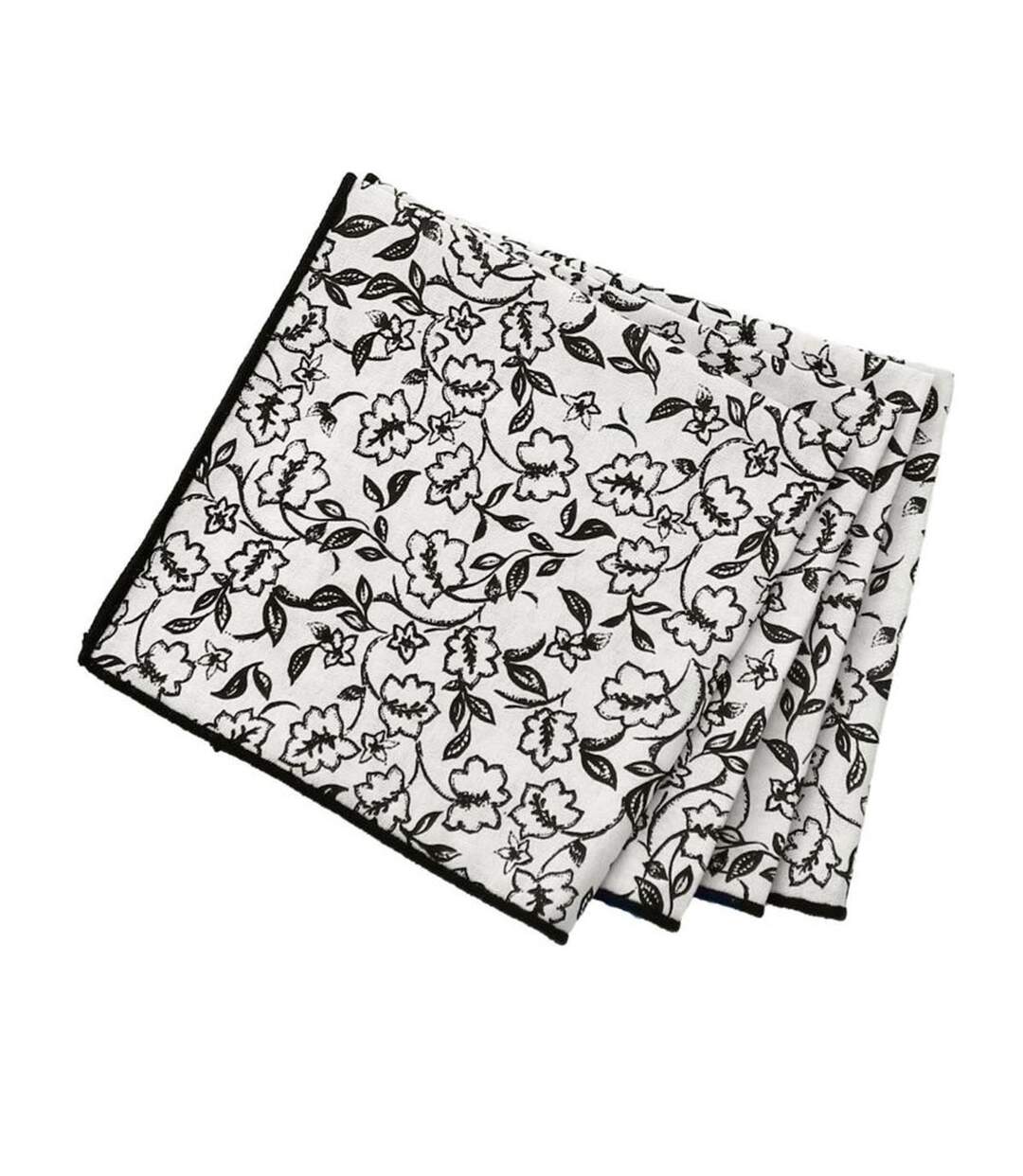 Lot de 4 Serviettes de Table Linette 40x40 Écru & Noir-1