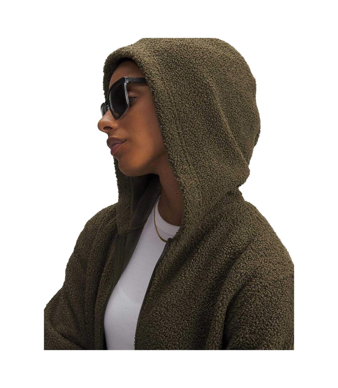 Womens/ladies High Pile Cropped Fleece Jacket Green Under Armour-3