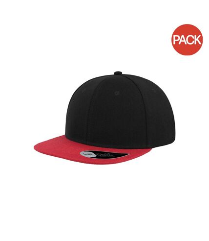 Lot de 2  casquettes avec visière plate adulte noir / rouge Atlantis