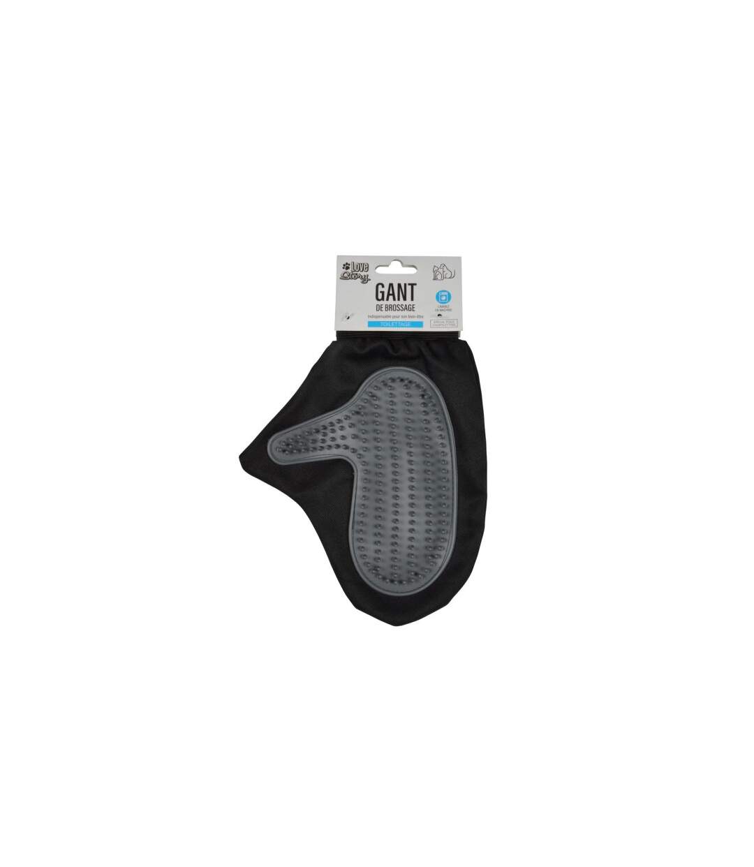 Gant de Brossage pour Chien & Chat 1 Face 24cm Noir-5