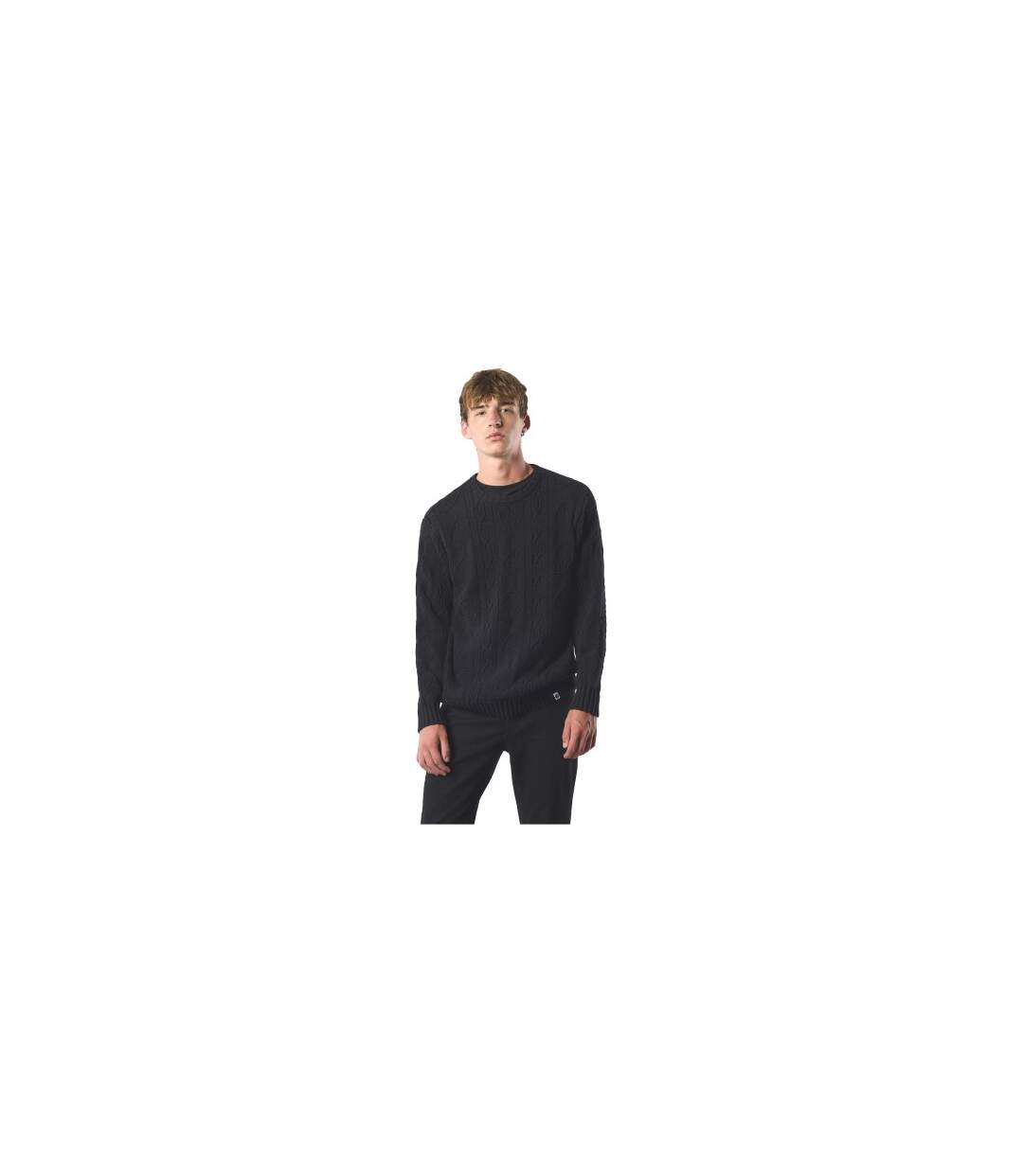 Mens Marylebone Cable Knit Long-sleeved Sweater Top Black Pretty Green-1