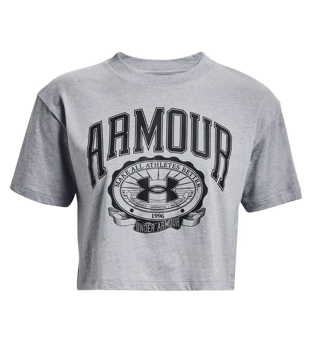 T-shirt court manches courtes collegiate femme gris Under Armour-1