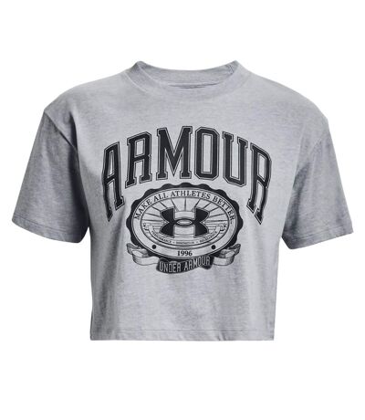 T-shirt court manches courtes collegiate femme gris Under Armour