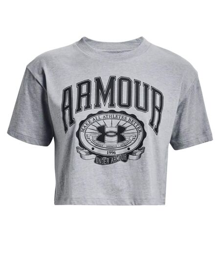 T-shirt court manches courtes collegiate femme gris Under Armour