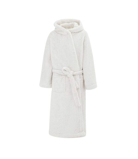 Womens/ladies Fleece Hooded Long-sleeved Robe Grey Linea