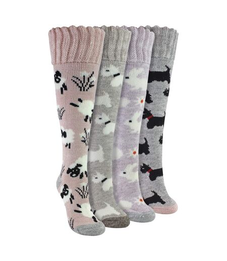 4 Pairs Long Soft Lounge Bed Socks for Ladies