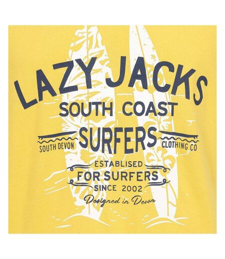 T-shirt Motif/style Surfeur Homme Jaune Lazy Jacks
