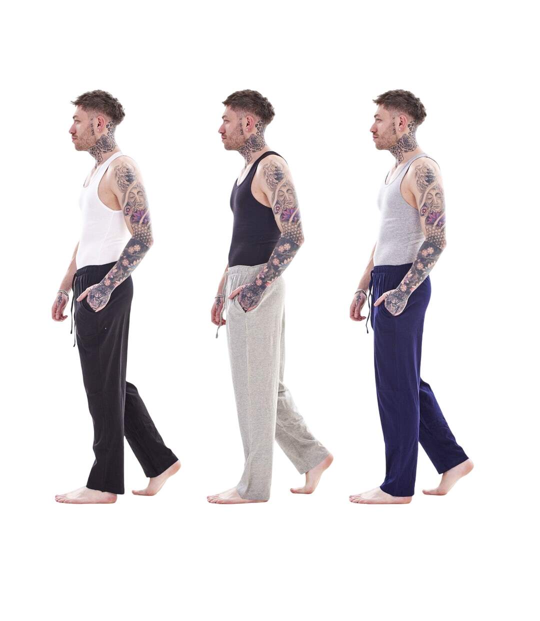 Pack Of 3  Mens Lounge Pants  Black Navy Grey Keanu-3