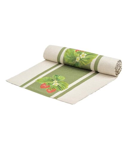 Strawberry table runner 180cm x 35cm sage Evans Lichfield