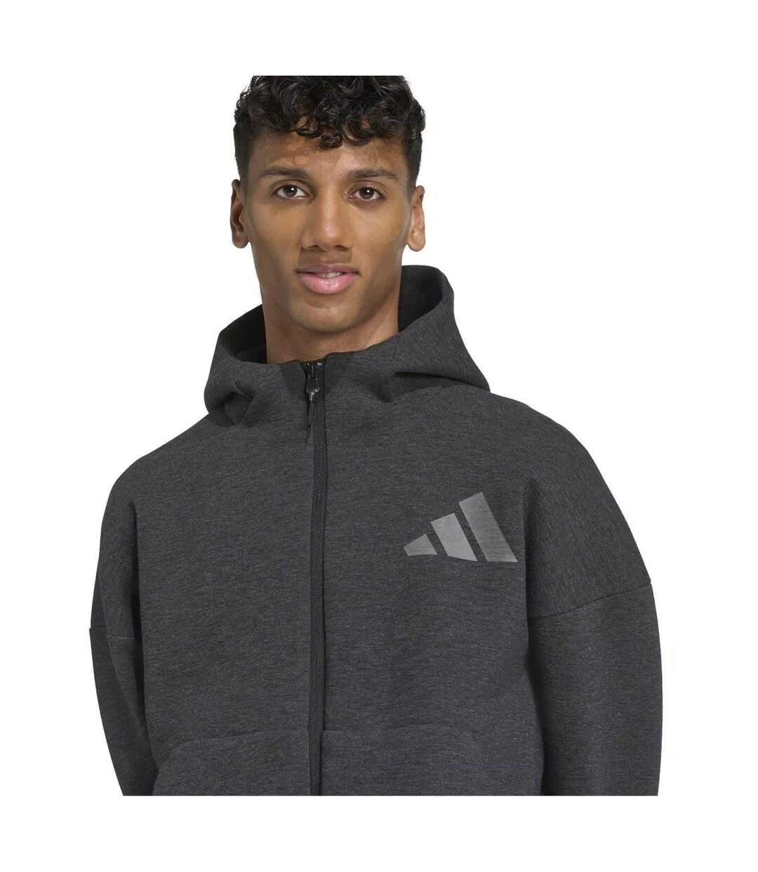 Mens Z.n.e. Premium Full Zip Hoodie Black Melange Adidas-4