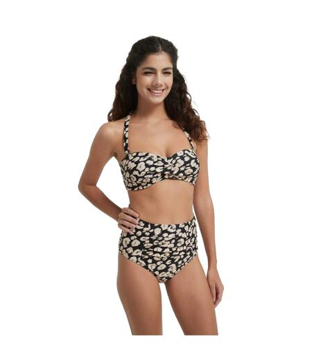 Womens/ladies Leopard Print Bikini Top Monochrome Be You