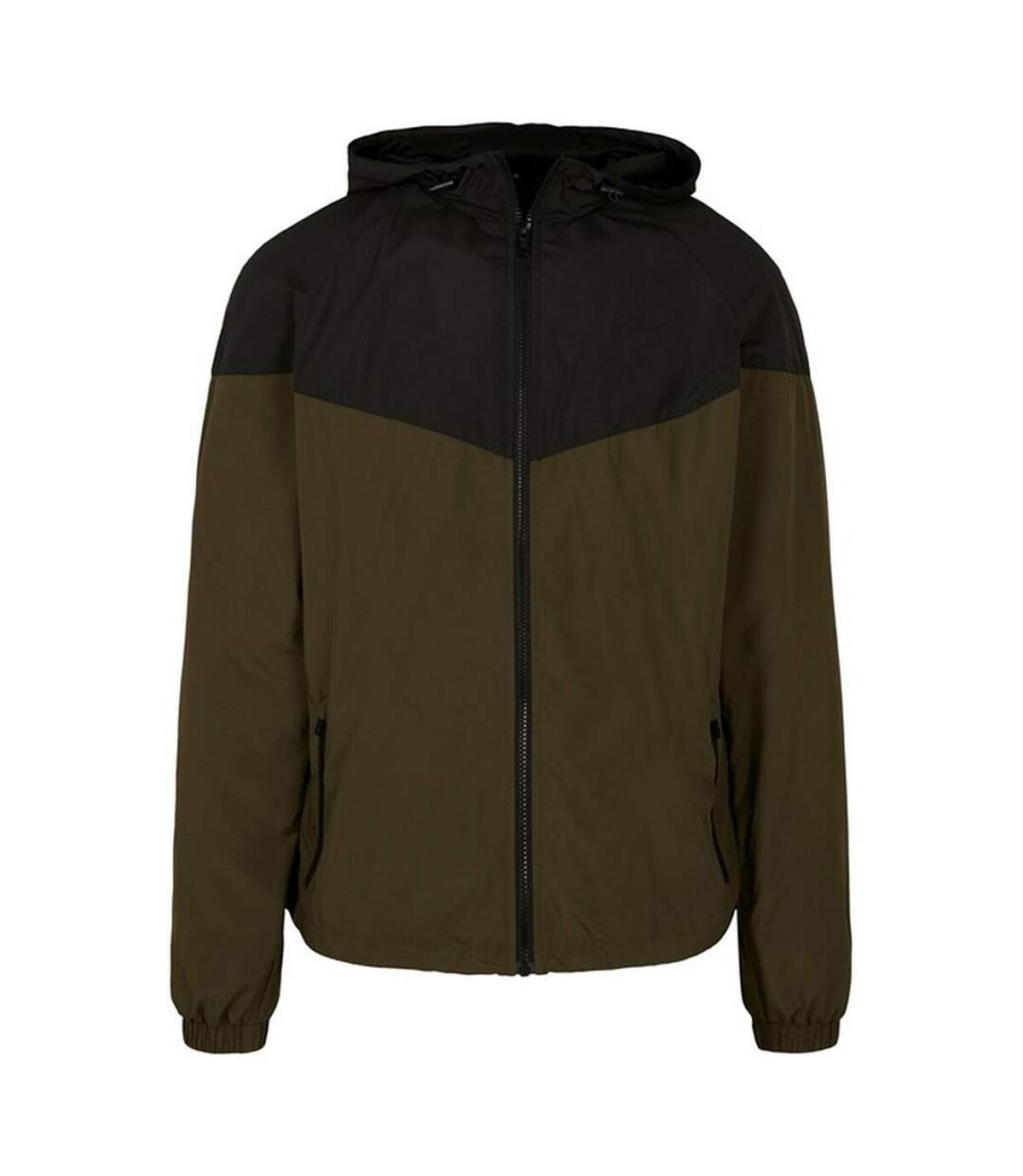 Build Your Brand Mens Tech Two Tone Jacket (Dark Olive/Black)
