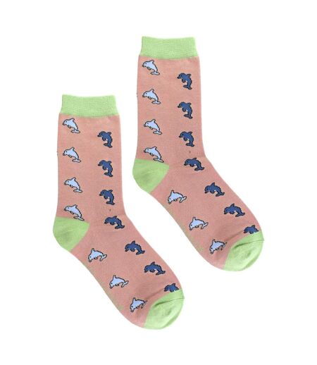 Miss Sparrow - Chaussettes Fantaisie Femme Bambou Motif Dauphins Douces