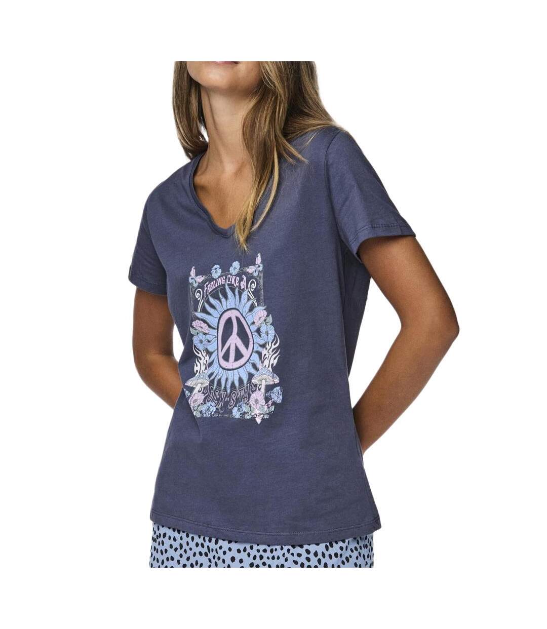 T-Shirt marine femme pieces briella-1