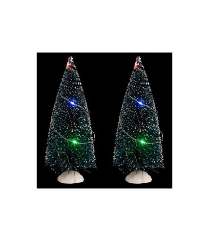 Lot de 2 Sapins de Noël 20 Micro Leds 15cm Vert