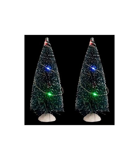 Lot de 2 Sapins de Noël 20 Micro Leds 15cm Vert