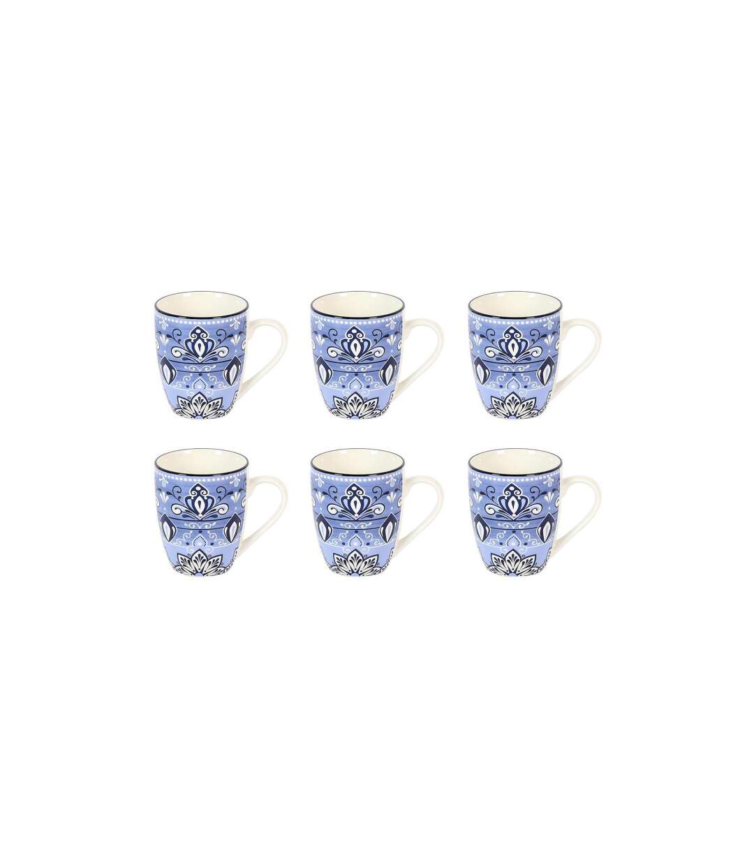 Lot de 6 Mugs en Porcelaine Jaipur 30cl Bleu-1