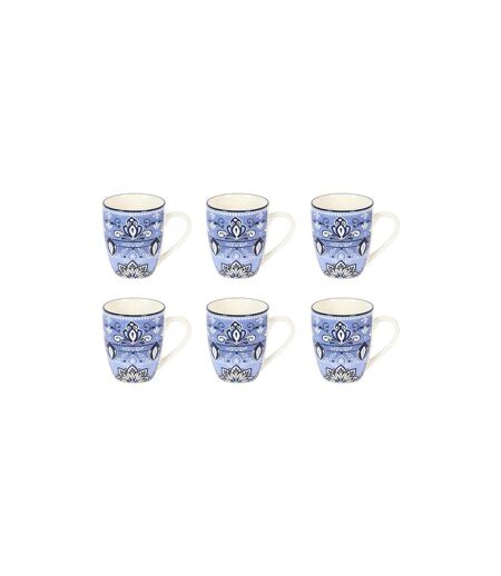 Lot de 6 Mugs en Porcelaine Jaipur 30cl Bleu