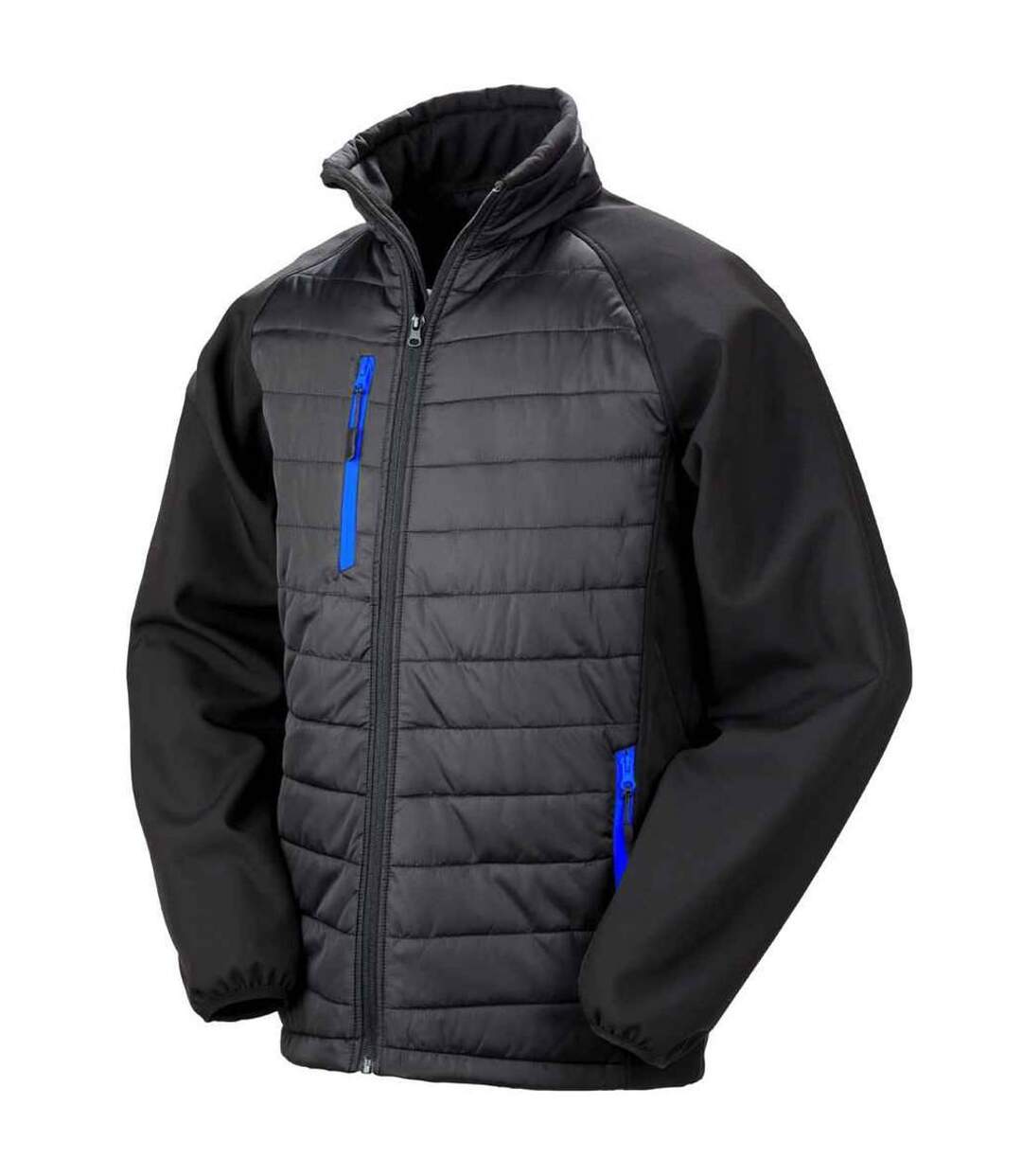 Unisex adult compass padded jacket black/royal blue Result Genuine Recycled-1