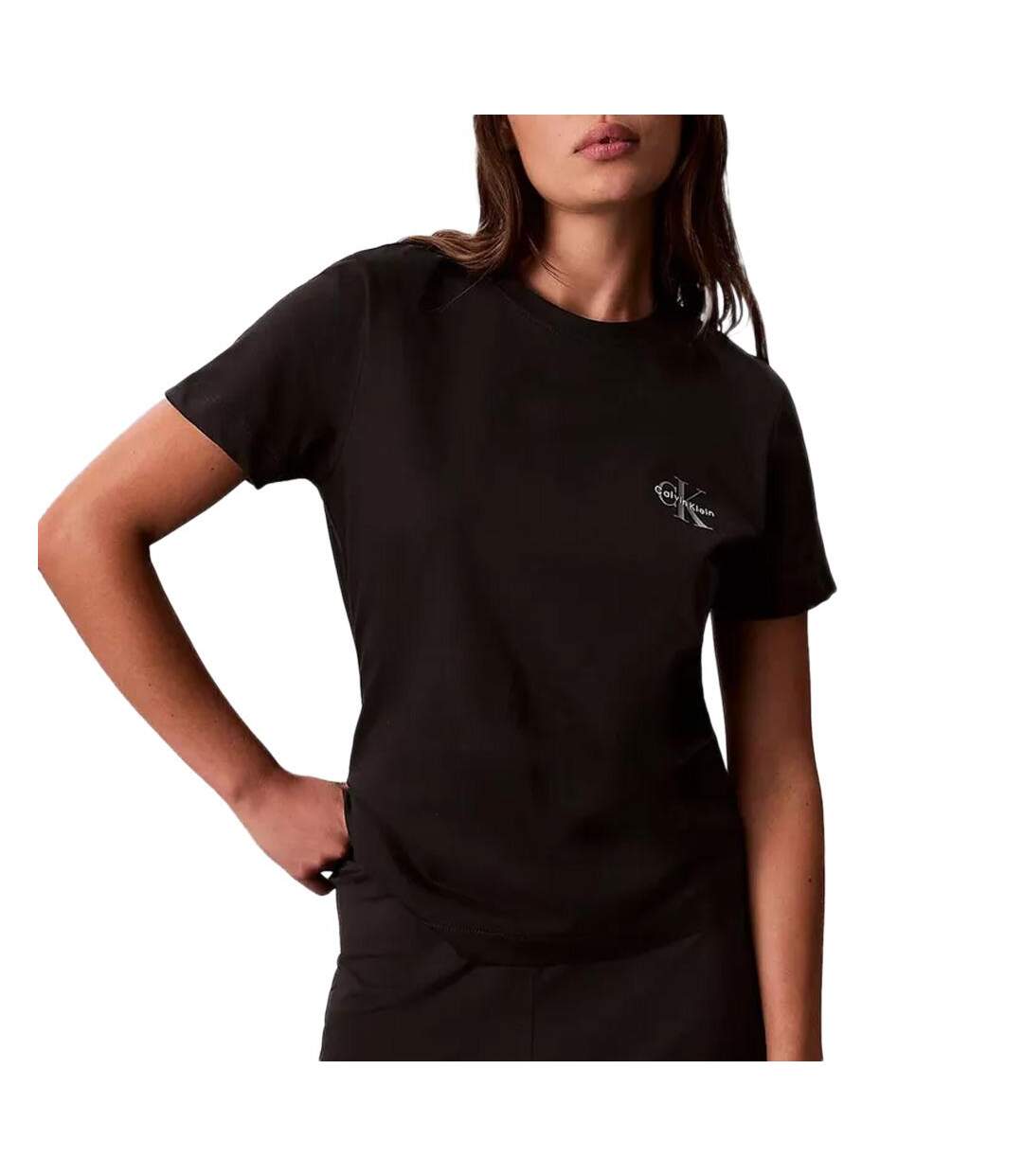 Lot de 2 t-shirt noir femme calvin klein jeans mono logo-2