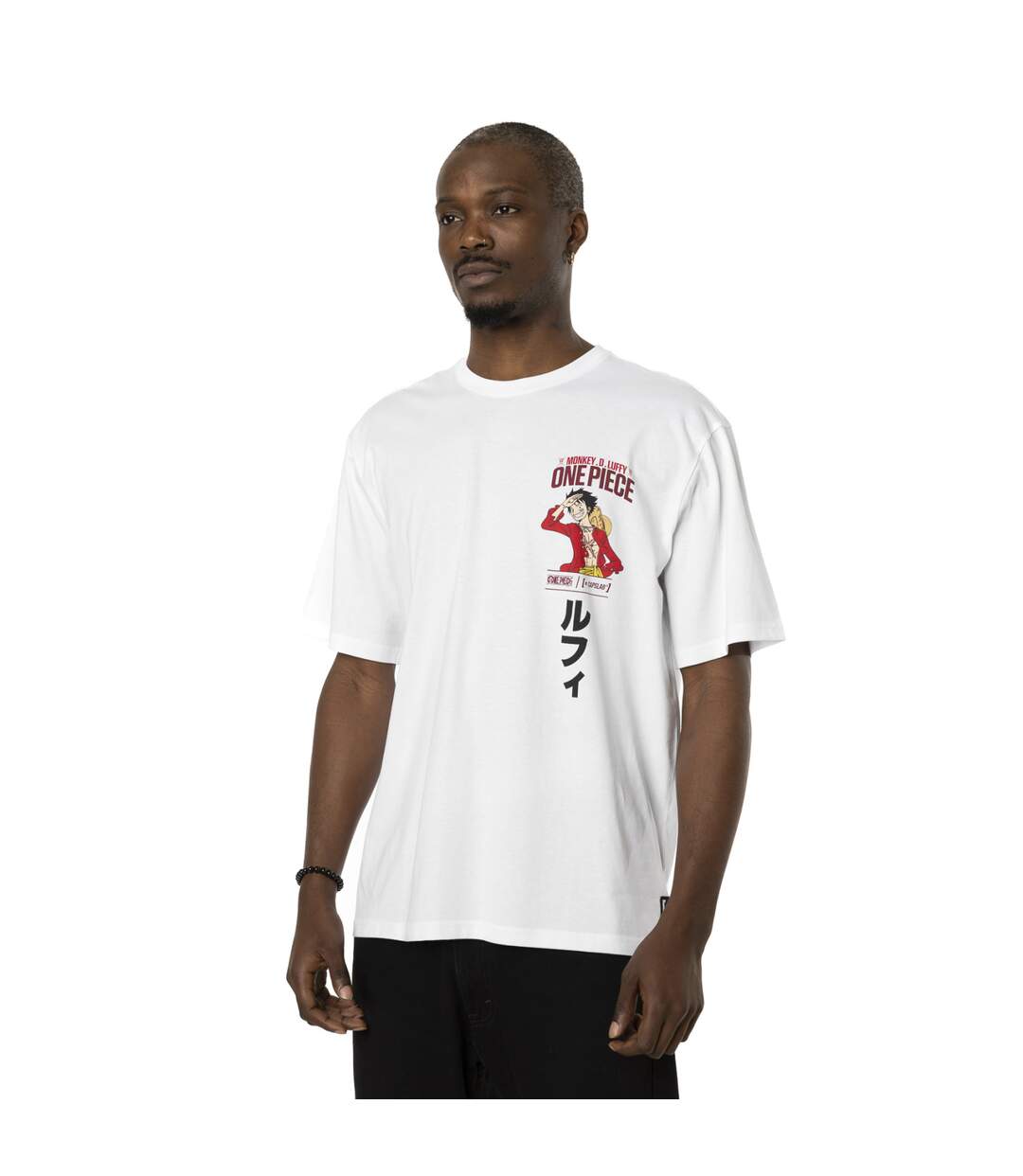 T-shirt en coton homme relax fit avec print  One Piece Luffy Capslab-1