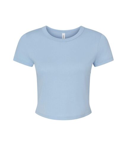 Womens/ladies micro-rib crop top solid baby blue Bella + Canvas