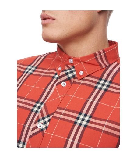 Mens buford checked shirt red Bewley & Ritch