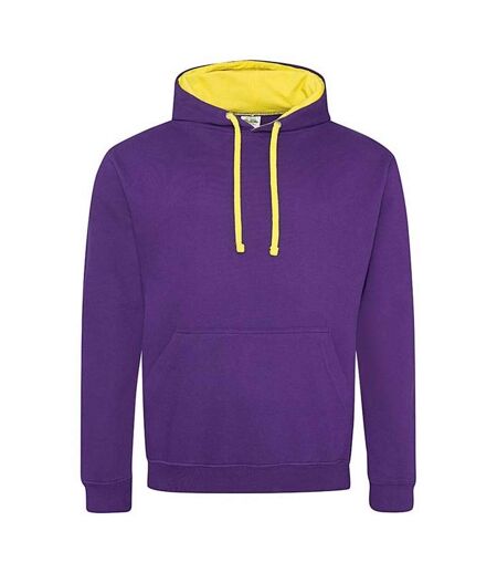 Sweat À Capuche Varsity Adulte Violet Jaune Awdis
