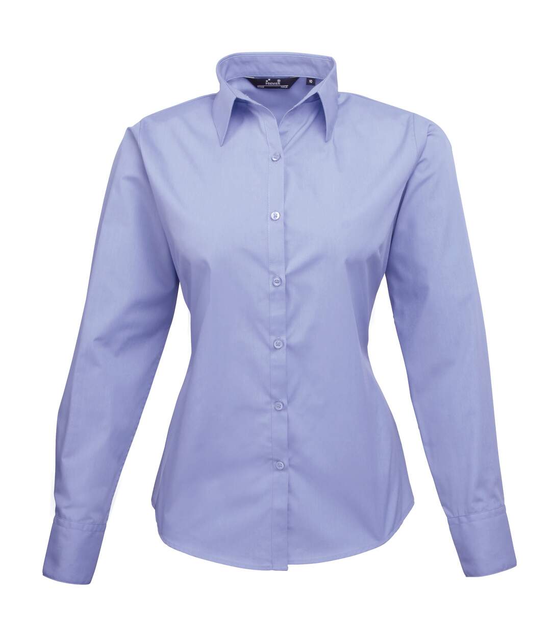 Womens/ladies poplin long-sleeved blouse mid blue Premier