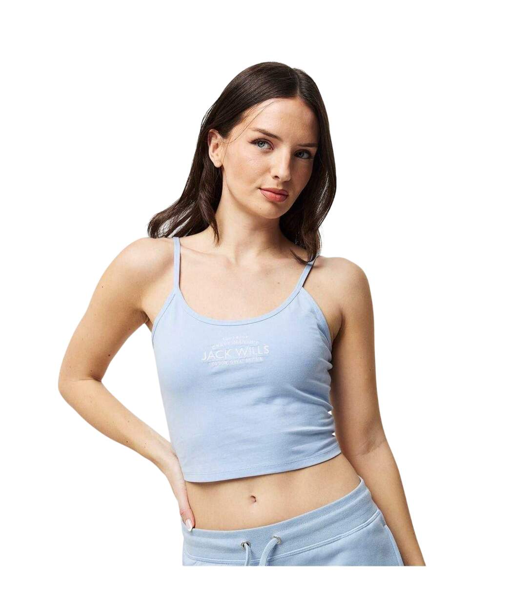 Womens/ladies Double Strap Vest Top Soft Blue Jack Wills-1
