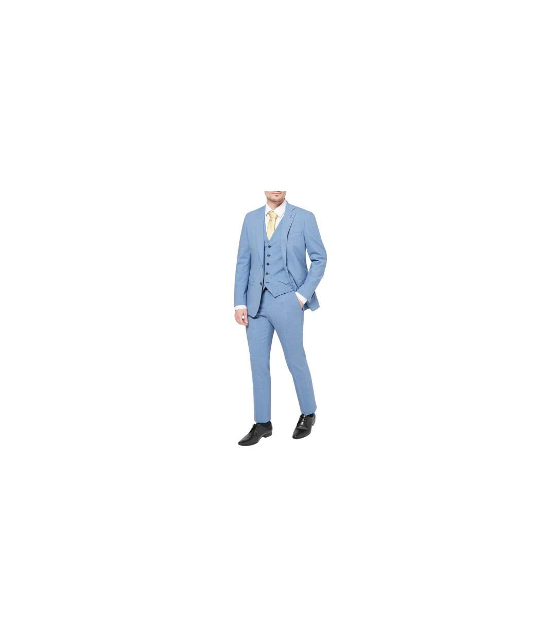 Mens Wool Blend Slim Waistcoat Light Blue Without Prejudice-1
