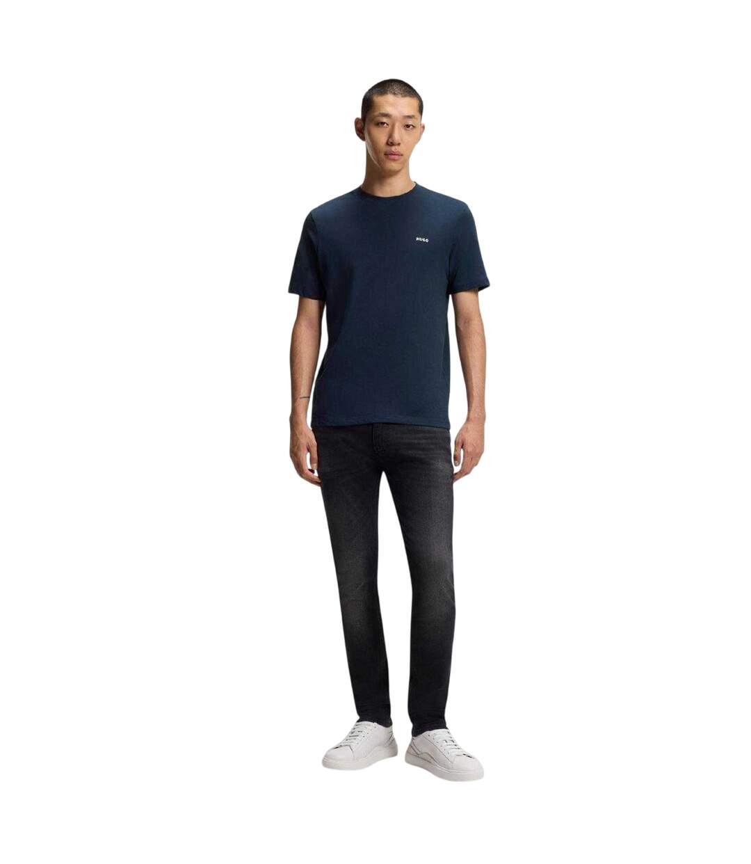 T-shirt Motif/style Logo Sur Poitrine Homme Bleu Foncé Hugo-4