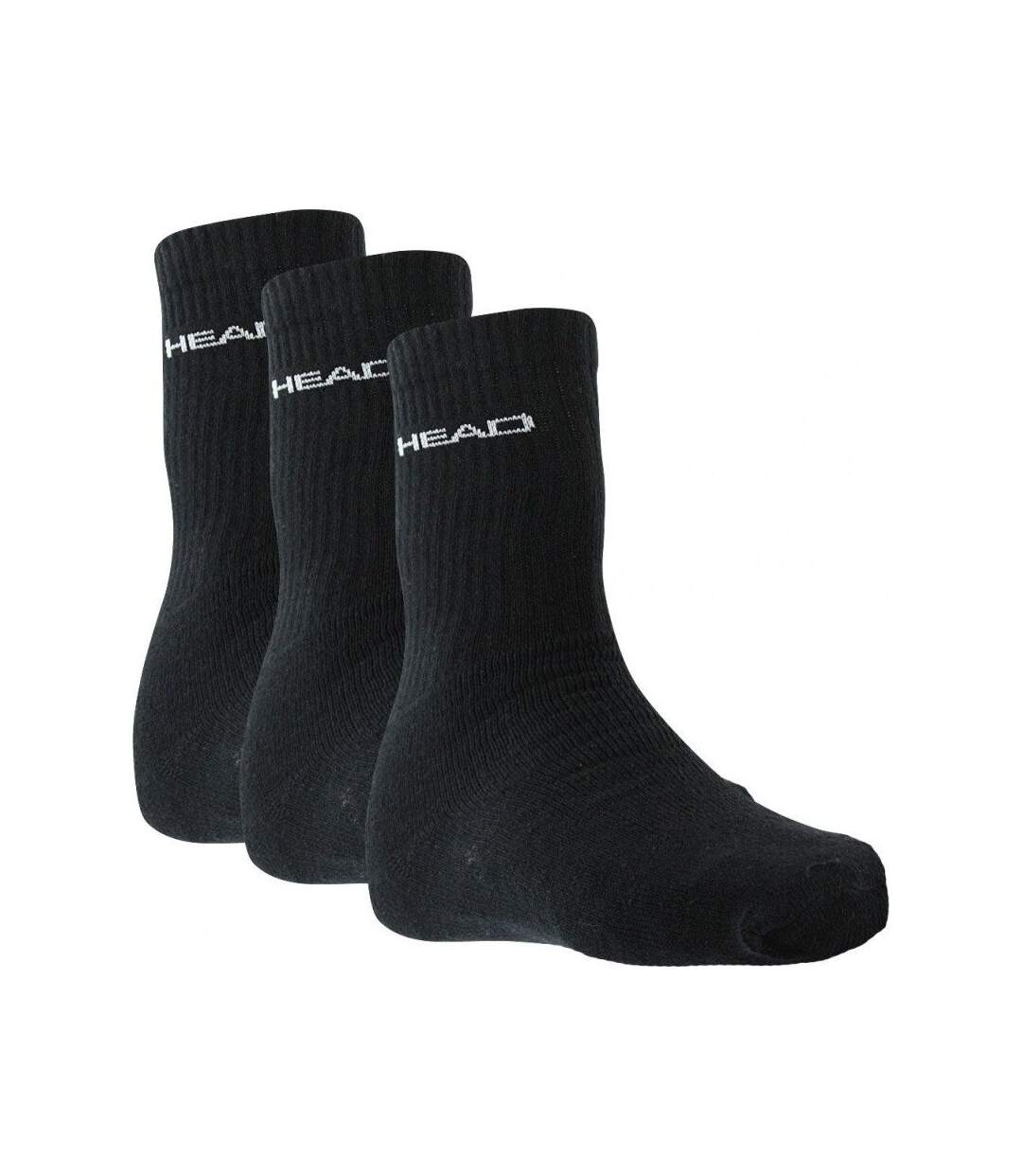 HEAD Lot de 3 paires de Chaussettes Mixte Coton CREW Noir-1