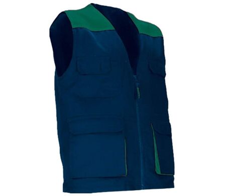 Gilet de travail léger - Unisexe - REF THUNDER - bleu marine et vert bouteille