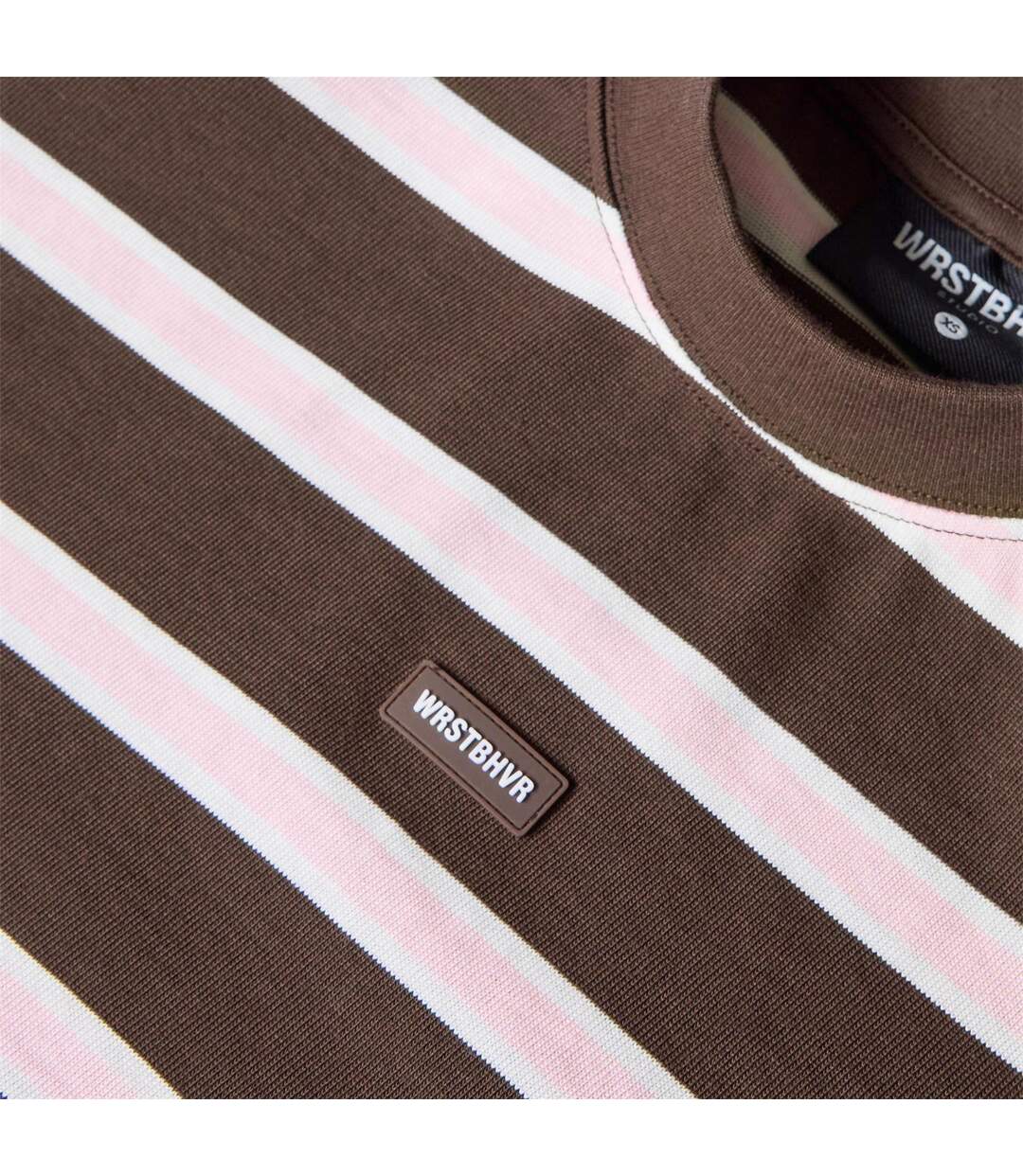 Womens/ladies Seth Striped Crop T-shirt Chocolate WRSTBHVR-4