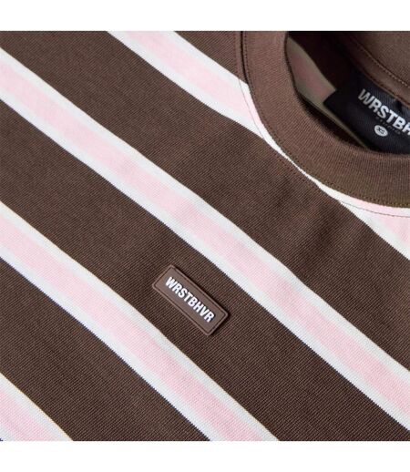 Womens/ladies Seth Striped Crop T-shirt Chocolate WRSTBHVR