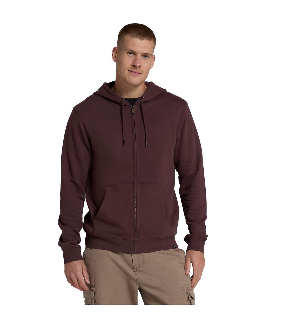 Mens Woody Organic Zipped Hoodie Burgundy Animal-1