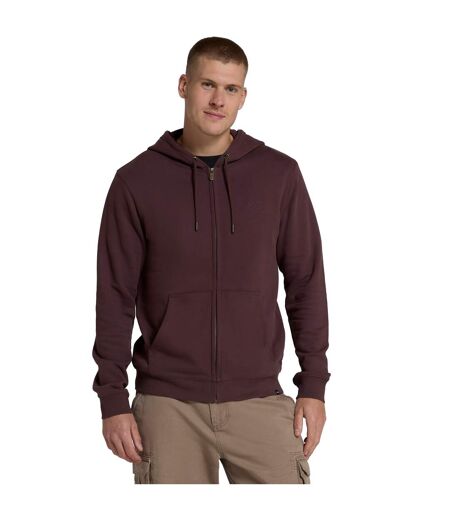 Mens Woody Organic Zipped Hoodie Burgundy Animal